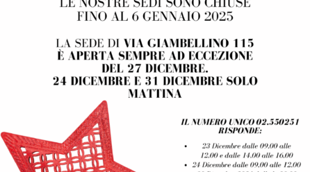 Chiusure festive sedi Cgil Milano fino al 6 gennaio 2025.